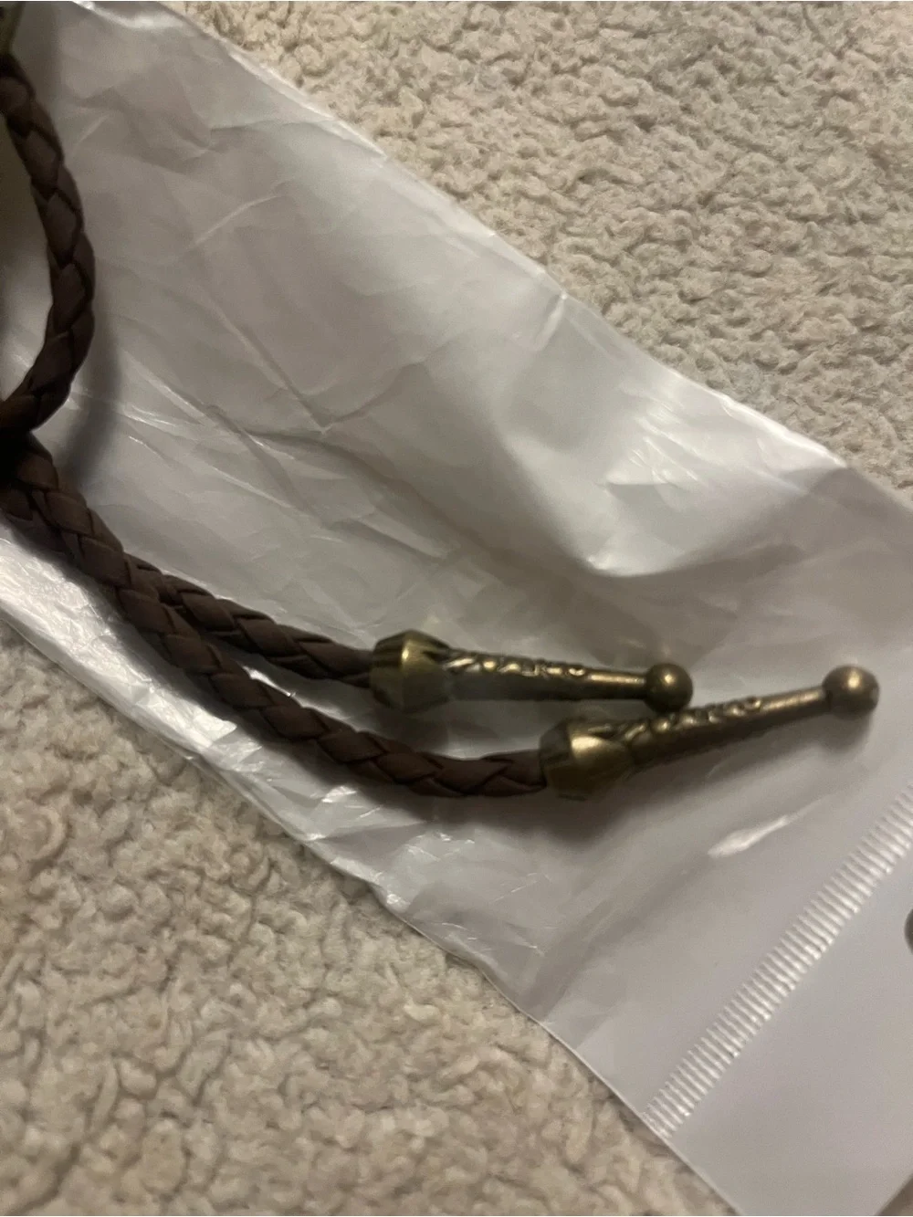 Braided Brown Bolo Tie with Brass Eagle Accent
